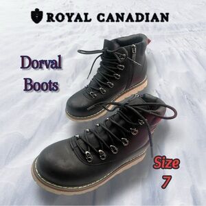 Royal Canadian Dorval Boots Women's Size 7 Dark Blue with Red